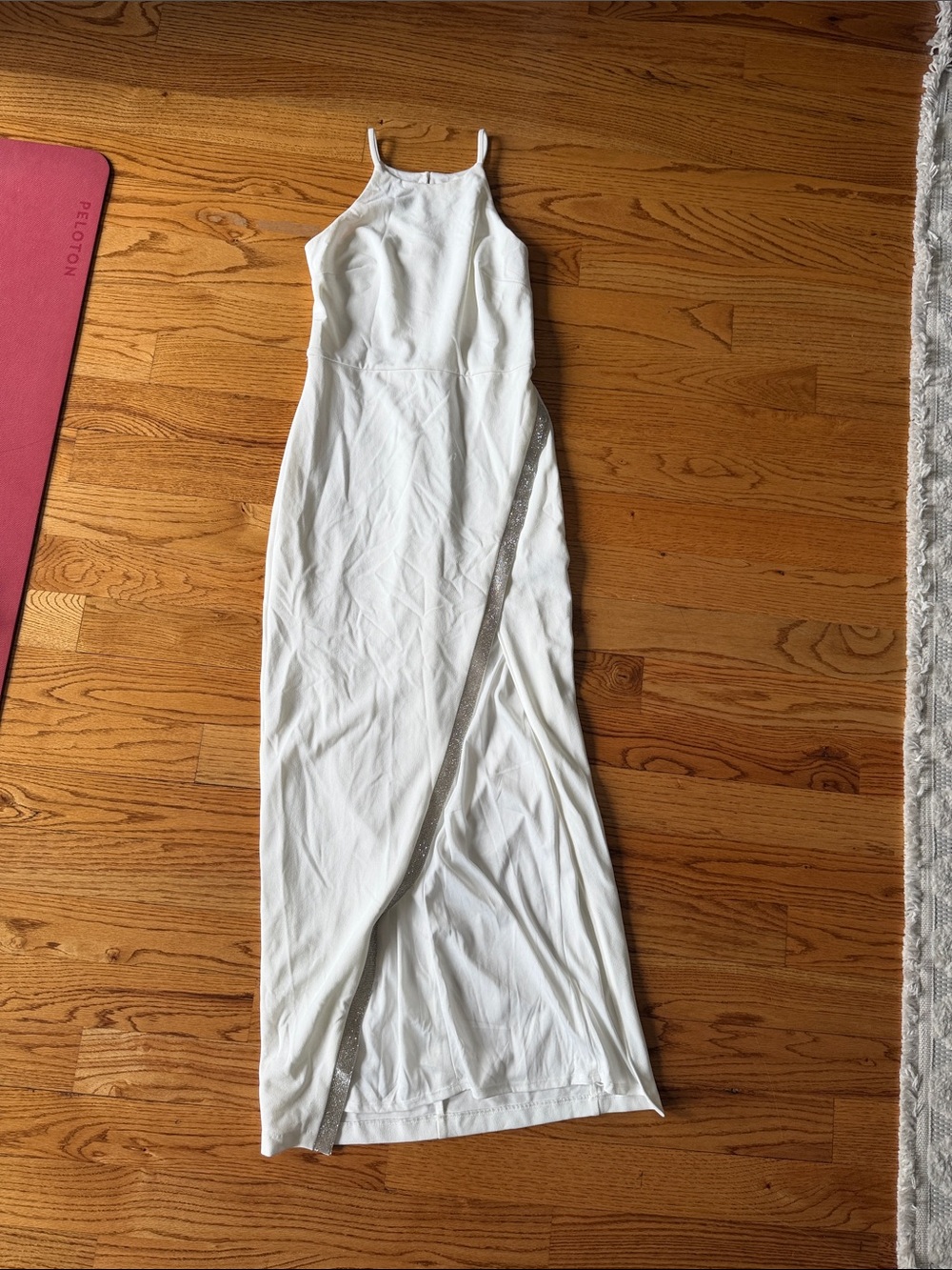 BCX White Maxi Dress with Silver Side Trim